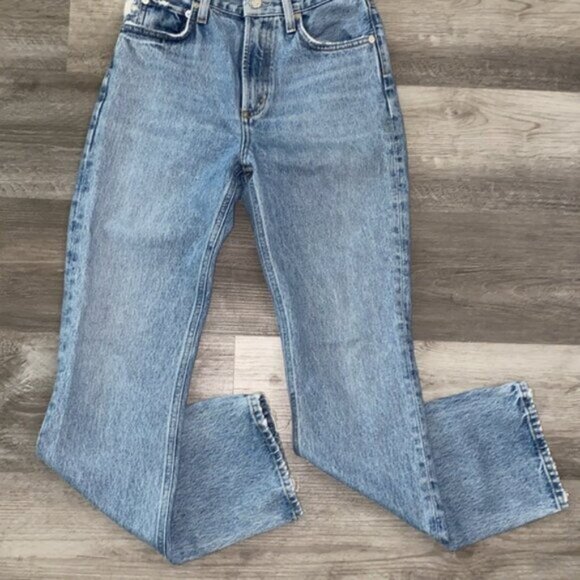 AGOLDE Straight Leg Organic Cotton Jeans 23 Blue Vintage Wash High Rise Denim - Picture 9 of 11